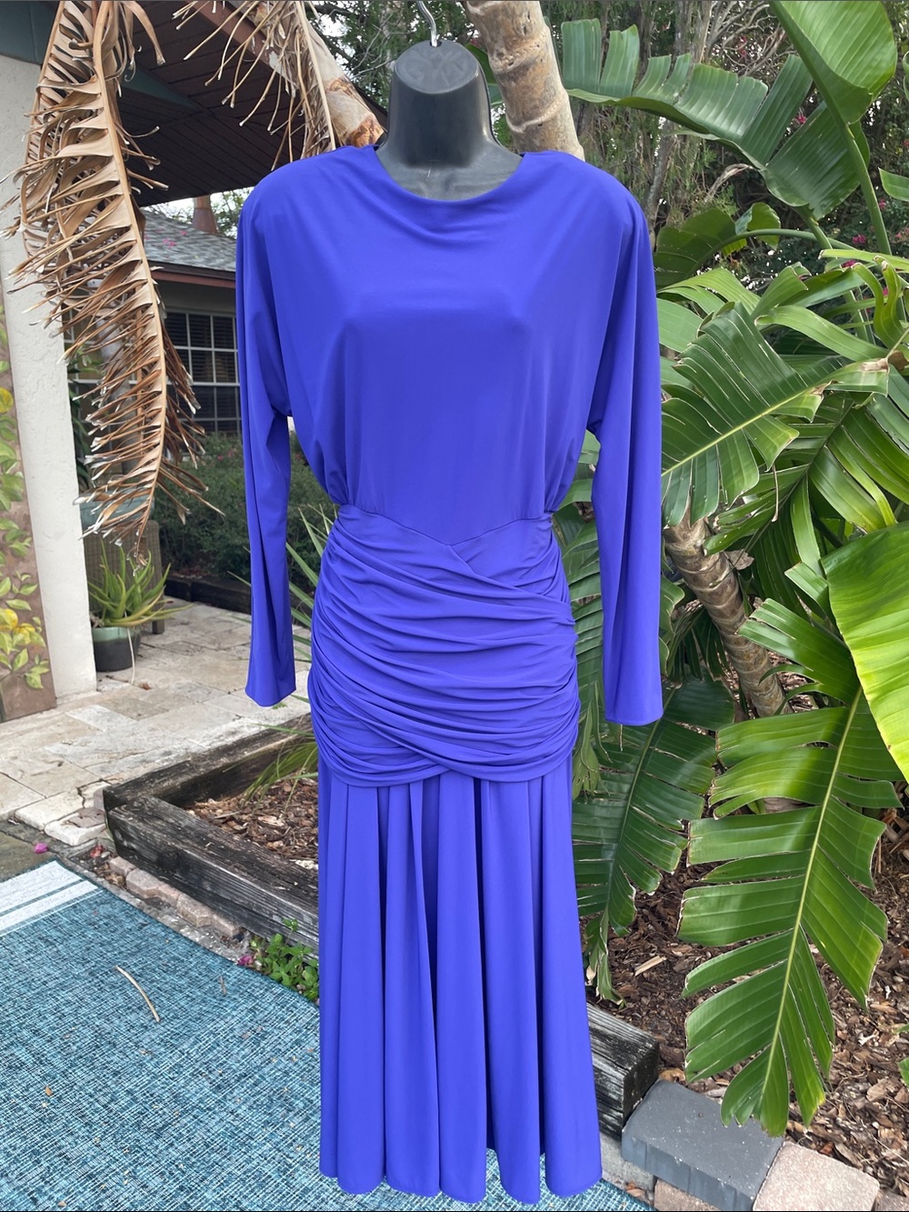 purple  Drop waist vintage kira 80s midi dress